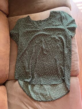 41 Hawthorn Dark Green Polka Dot Short Sleeve Blouse